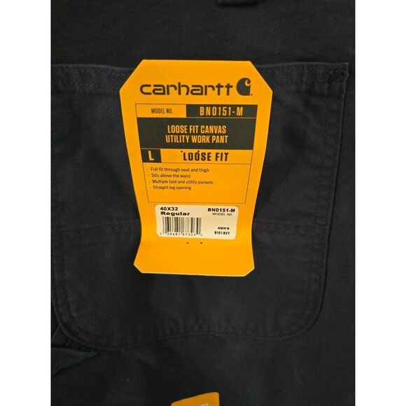 Carhartt Mens Loose Fit Canvas Utility Work Pants Navy 40x32 - Picture 6 of 9